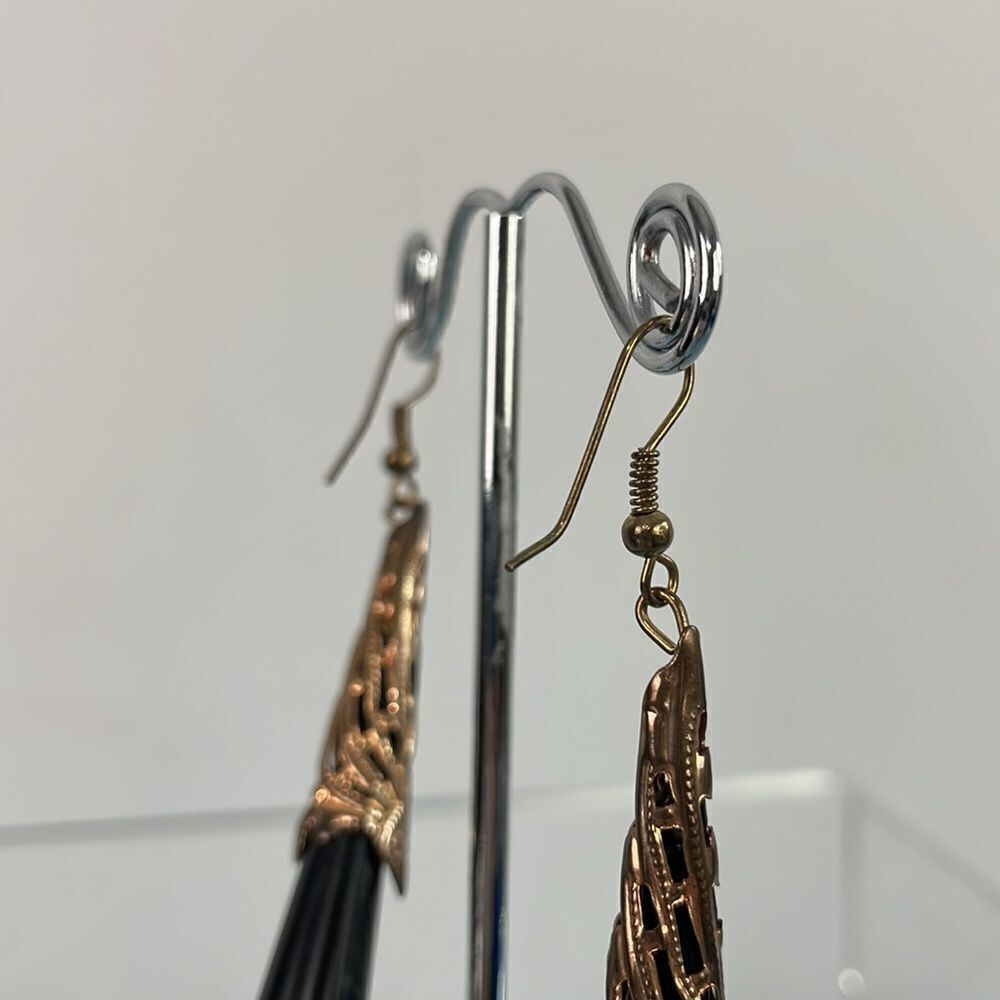 Black Large Dangle Earrings - Picture 5 of 6